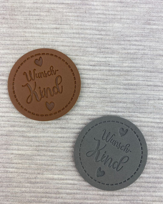 Kunstleder Label "Wunschkind rund"