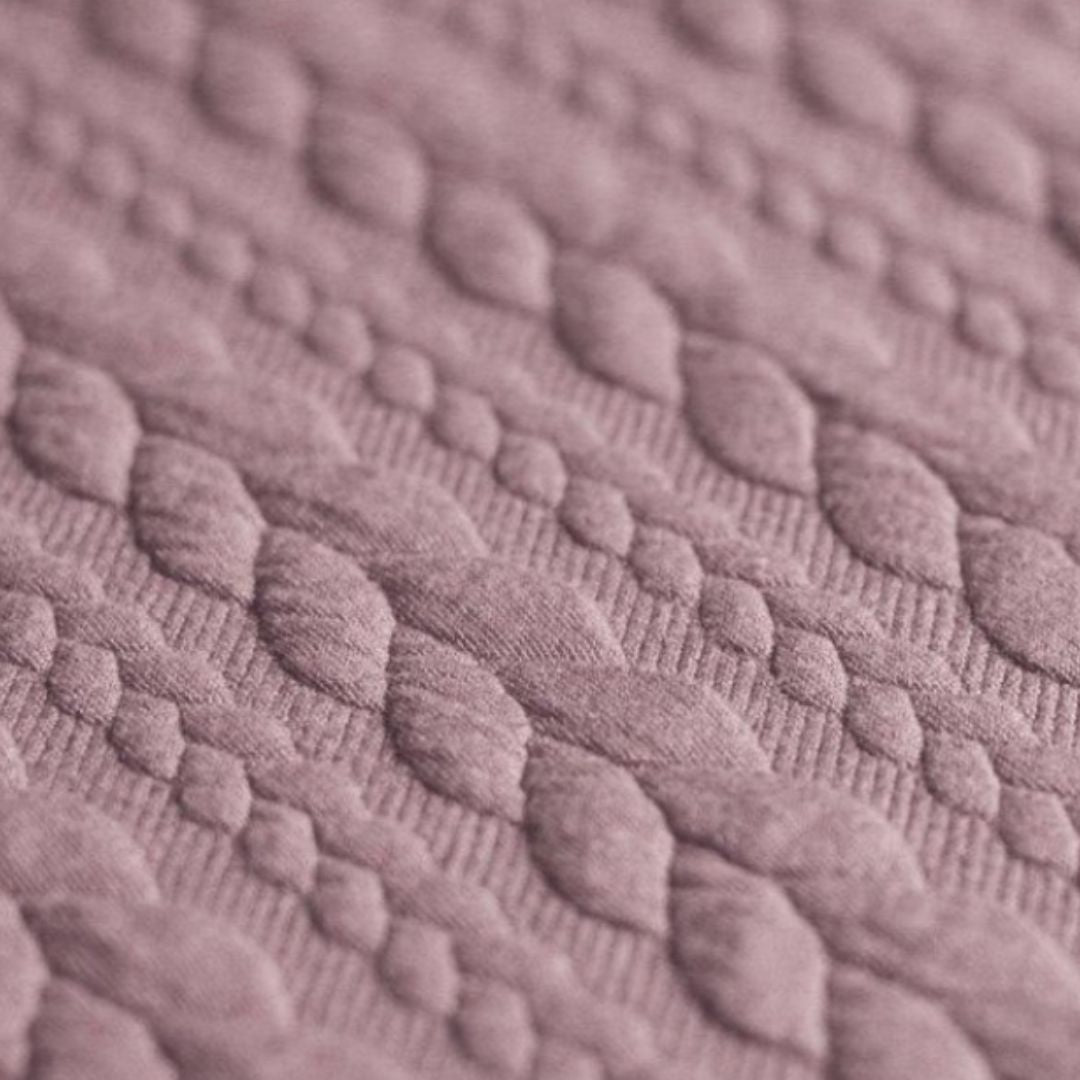 Jacquard Strickstoff Zopfmuster Altmauve