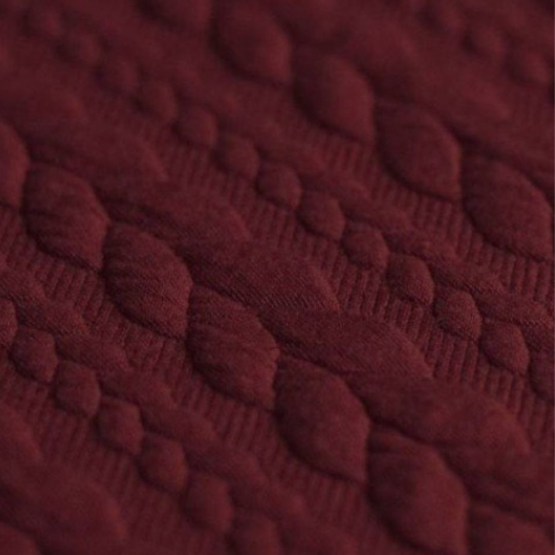 Jacquard Strickstoff Zopfmuster Bordeaux