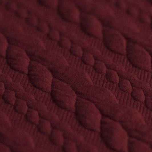 Jacquard Strickstoff Zopfmuster Bordeaux