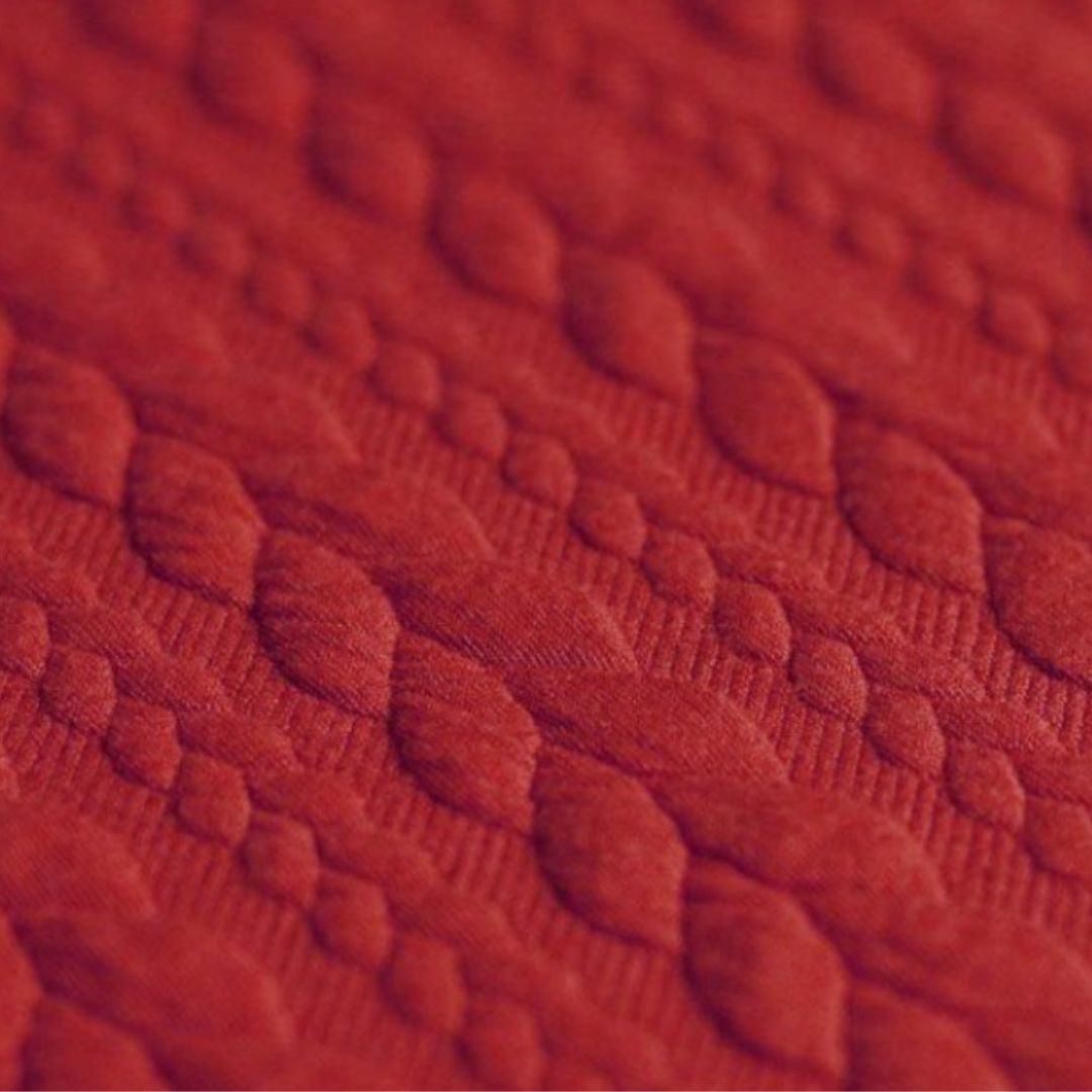 Jacquard Strickstoff Zopfmuster Dunkelrot