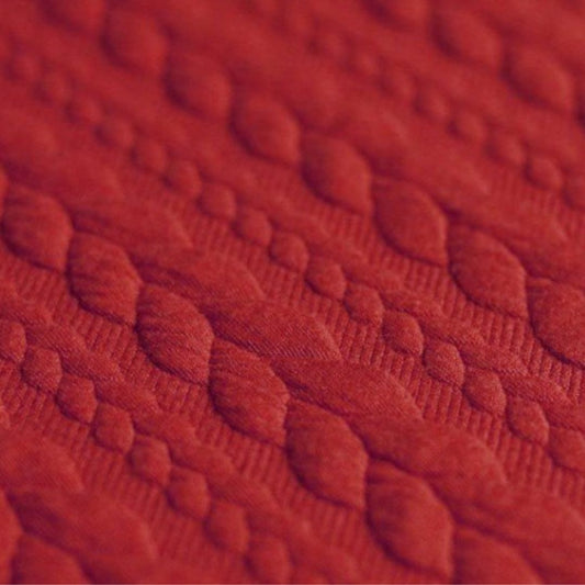 Jacquard Strickstoff Zopfmuster Dunkelrot