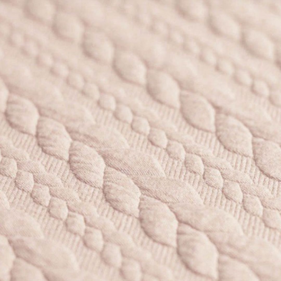 Jacquard Strickstoff Zopfmuster Hellbeige