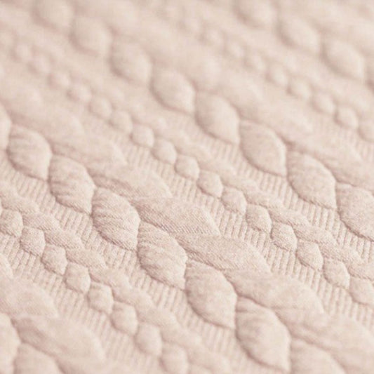 Jacquard Strickstoff Zopfmuster Hellbeige