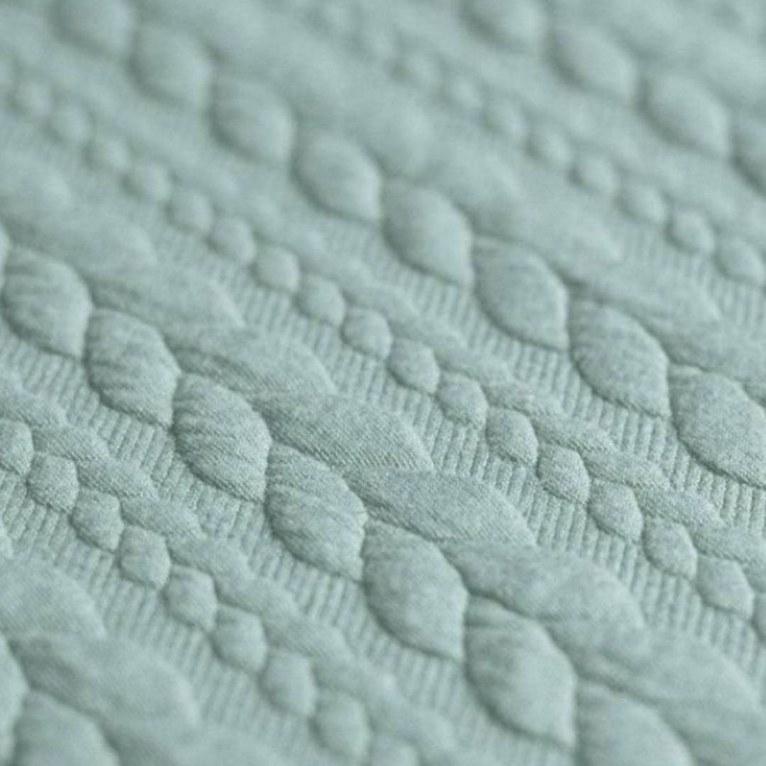 Jacquard Strickstoff Zopfmuster Meergrün