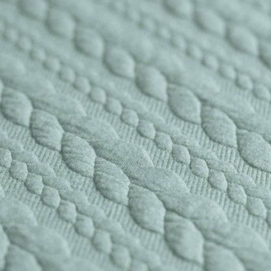Jacquard Strickstoff Zopfmuster Meergrün