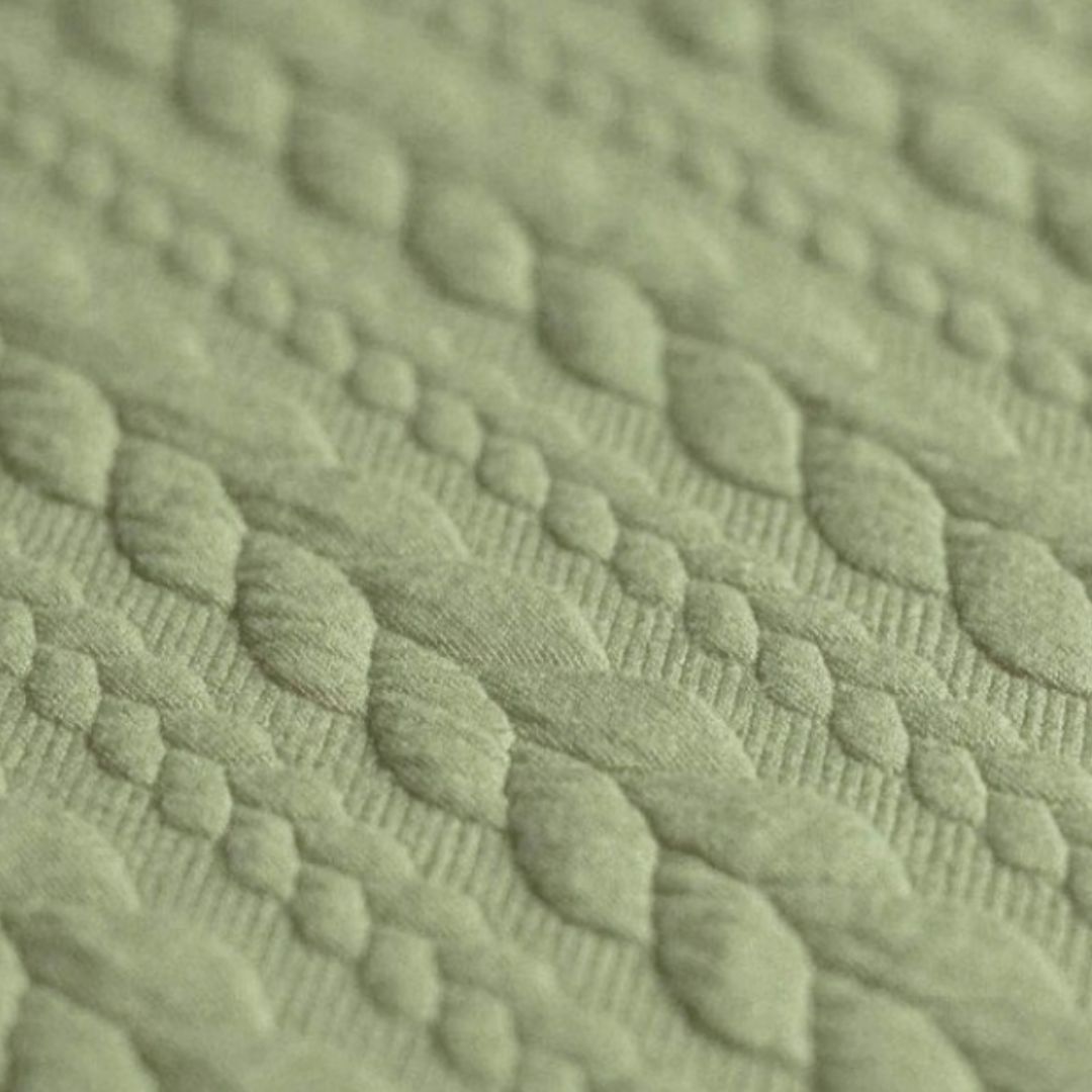 Jacquard Strickstoff Zopfmuster Olive