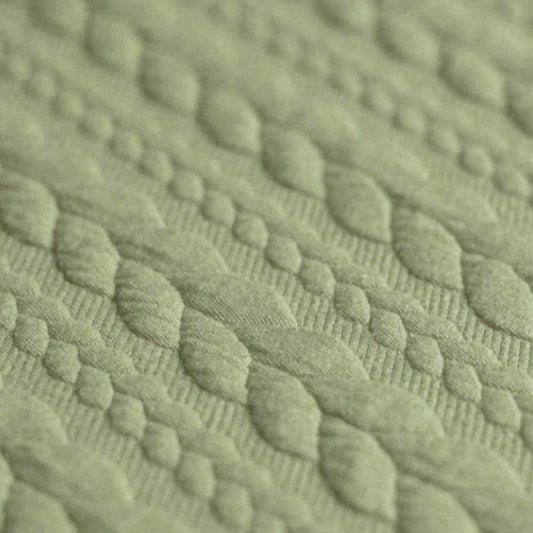 Jacquard Strickstoff Zopfmuster Olive