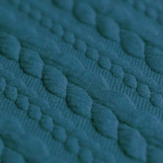 Jacquard Strickstoff Zopfmuster Petrol