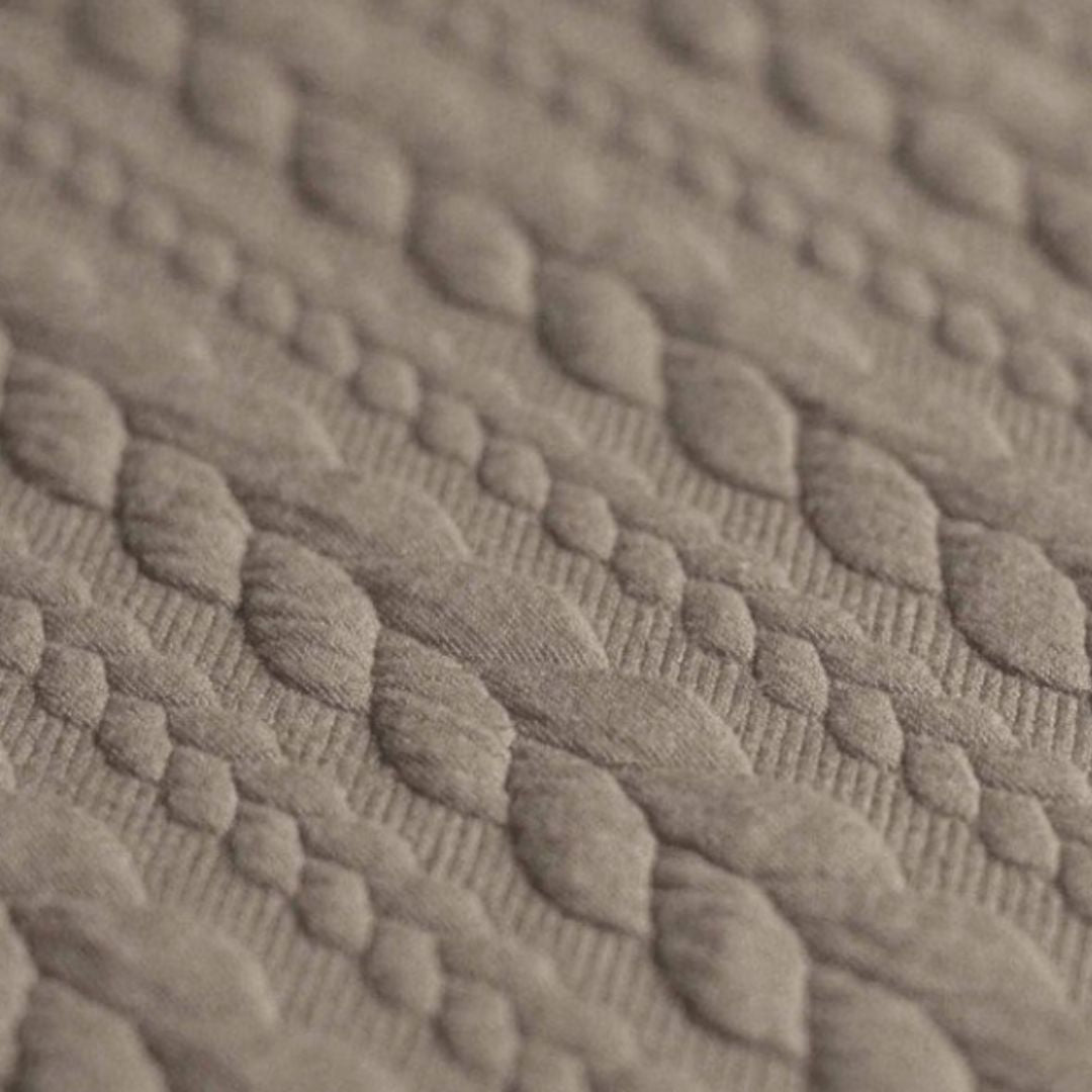 Jacquard Strickstoff Zopfmuster Taupe