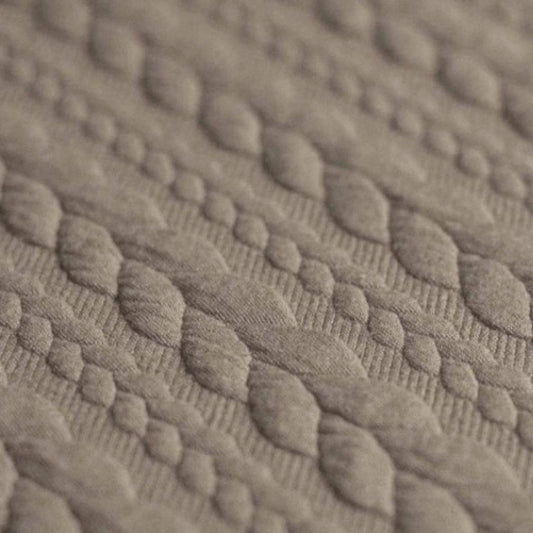 Jacquard Strickstoff Zopfmuster Taupe