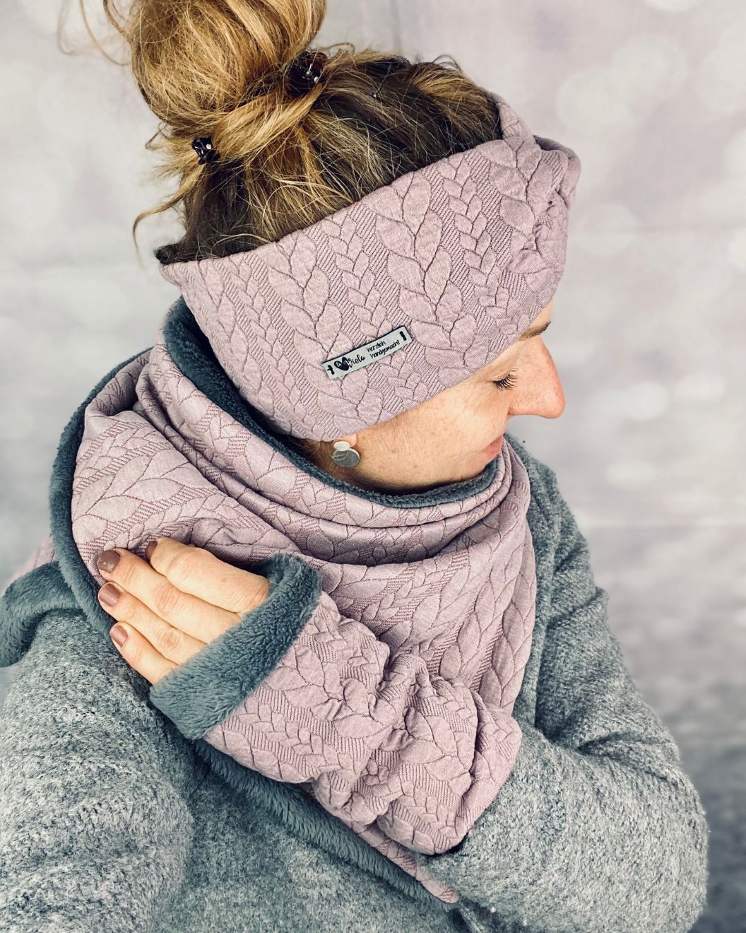 Setangebot Wickelschal Zopfmuster & Fleece