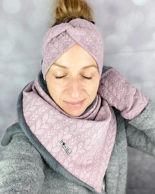 Setangebot Wickelschal Zopfmuster & Fleece