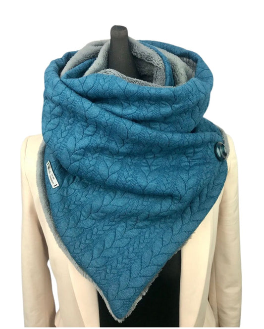 Wickelschal Wunschdesign Zopfmuster & Fleece