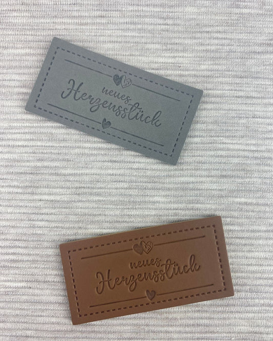 Kunstleder Label "neues Herzensstück rechteckig"