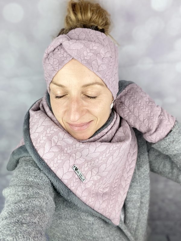 Wickelschal Zopfmuster mauve