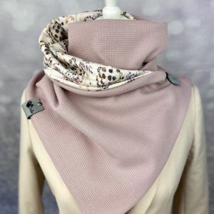 Wickelschal Strickjersey Altrosa Pusteblumen