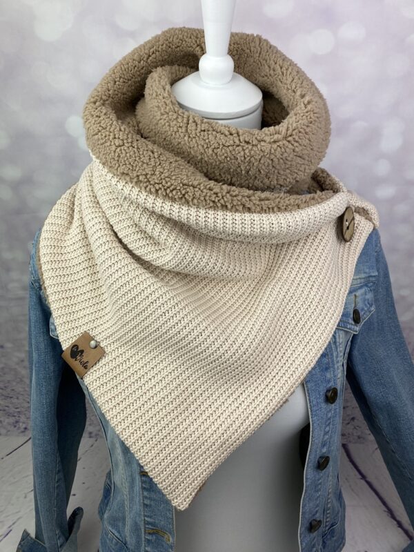 Wunschdesign Wickelschal Grobstrick Teddystoff – Bild 4