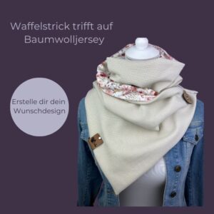 Wunschdesign Wickelschal Waffelstrickjersey & Muster